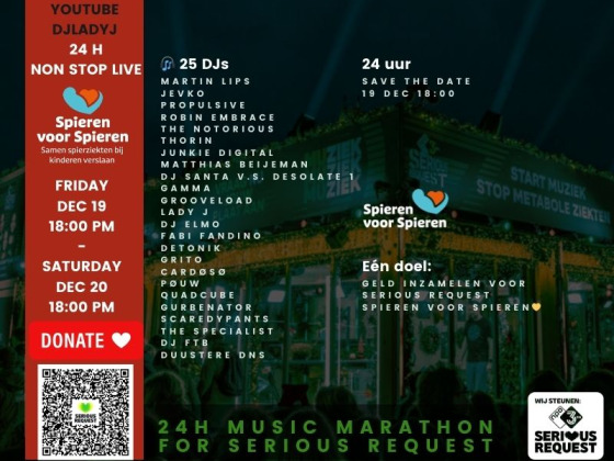 24 DJ SETS I 24 UUR NON-STOP LIVE I voor SERIOUS REQUEST I Lady J invites
