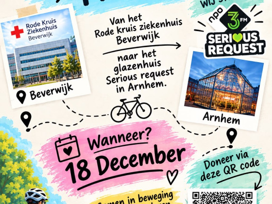 Kinderbrandwondencentrum fietst vanaf het RKZ naar Arnhem