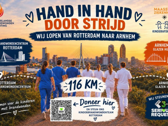 Kinderbrandwondenteam Rotterdam, hand in hand, te voet naar Arnhem: samen sterk!